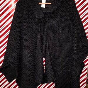 New York & Co Black Knit Poncho Shawl